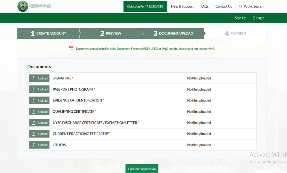 CAC Agent Accreditation Doc required for upload